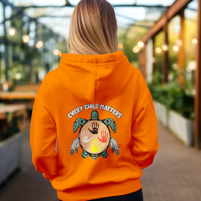 Every Child Matters Feather Hand Color On Turtle For Orange Shirt Day Unisex Back T-shirt/Hoodie/Sweatshirt