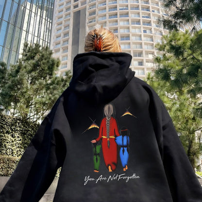 Every Child Matters  Grandma With Grandniece Orange Indigenous Unisex Back T-shirt/Hoodie/Sweatshirt