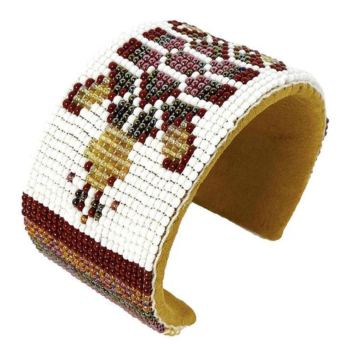 Native Style Beaded Cuff Bracelet, Handmade Czech Glass Bead Jewelry