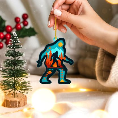 Bigfoot Ornament - Native American Inspired Holiday Decor in Flat Acrylic