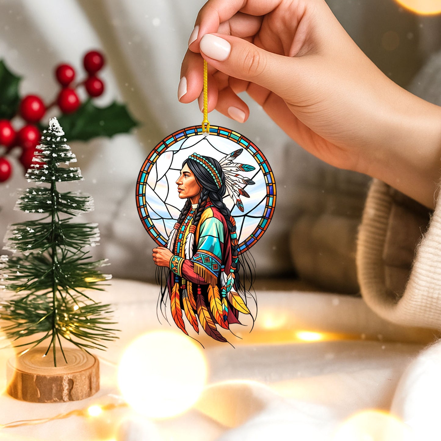 Native American Woman - Tribal Heritage Christmas Decor Flat Acrylic