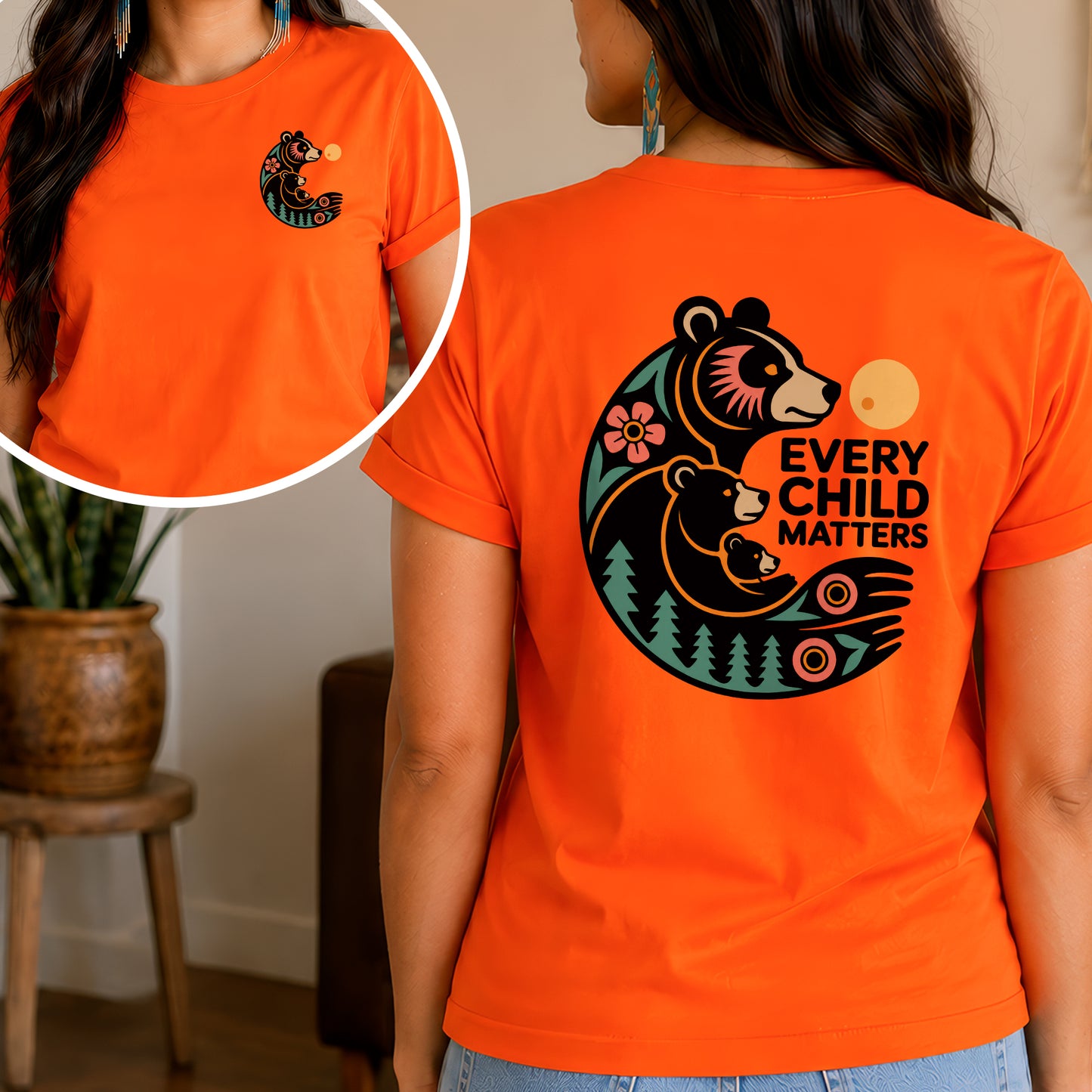 Every Child Matters Bear Family- Two sides - Unisex T-shirt/V-neck T-shirt/Hoodie/Sweatshirt