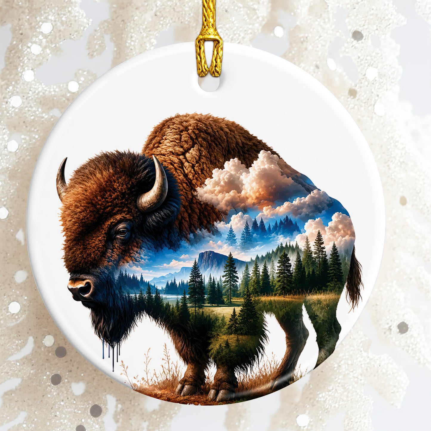 Native Bison Spirit Christmas Ornament – Indigenous-Inspired Decor