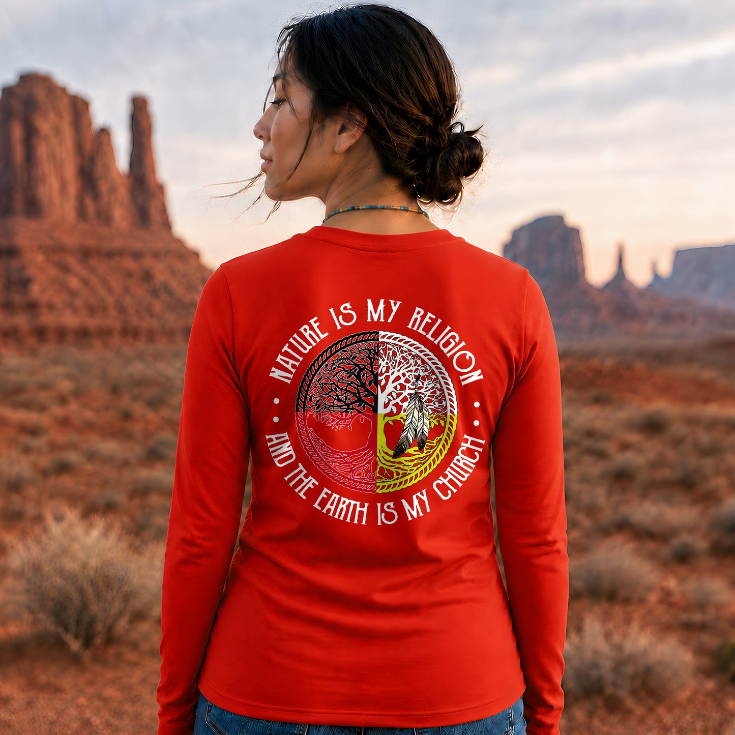 Nature Is My Religion Four Directions Sacred Circle - Two Sides Unisex Long Sleeve