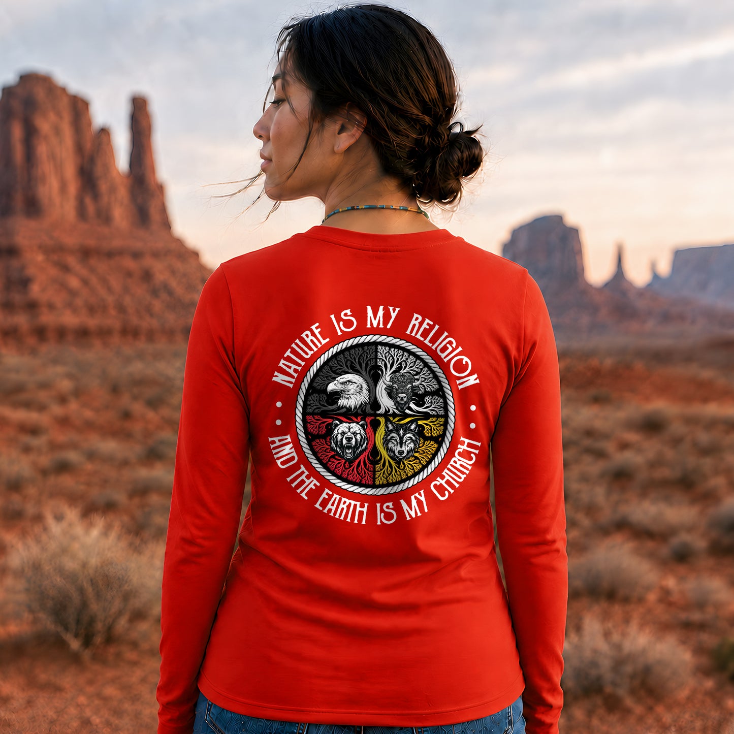Nature Is My Religion And The Earth Is My Church - Spiritual Wild Animals - Two Sides Unisex Long Sleeve