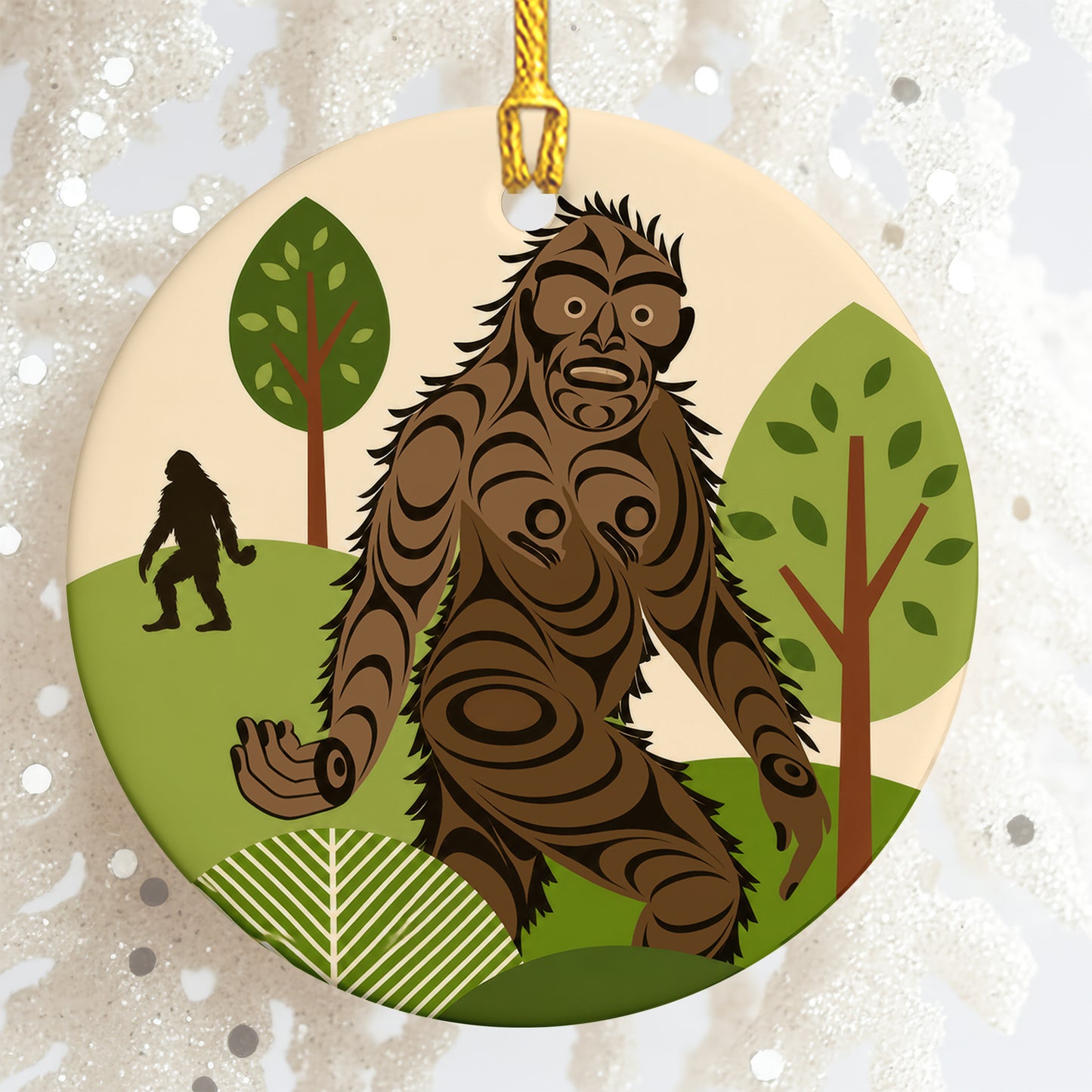 Bigfoot Ceramic Ornament – Sasquatch Forest Christmas Tree Decoration
