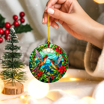 Native Hummingbird Stained Glass Acrylic Christmas Ornament