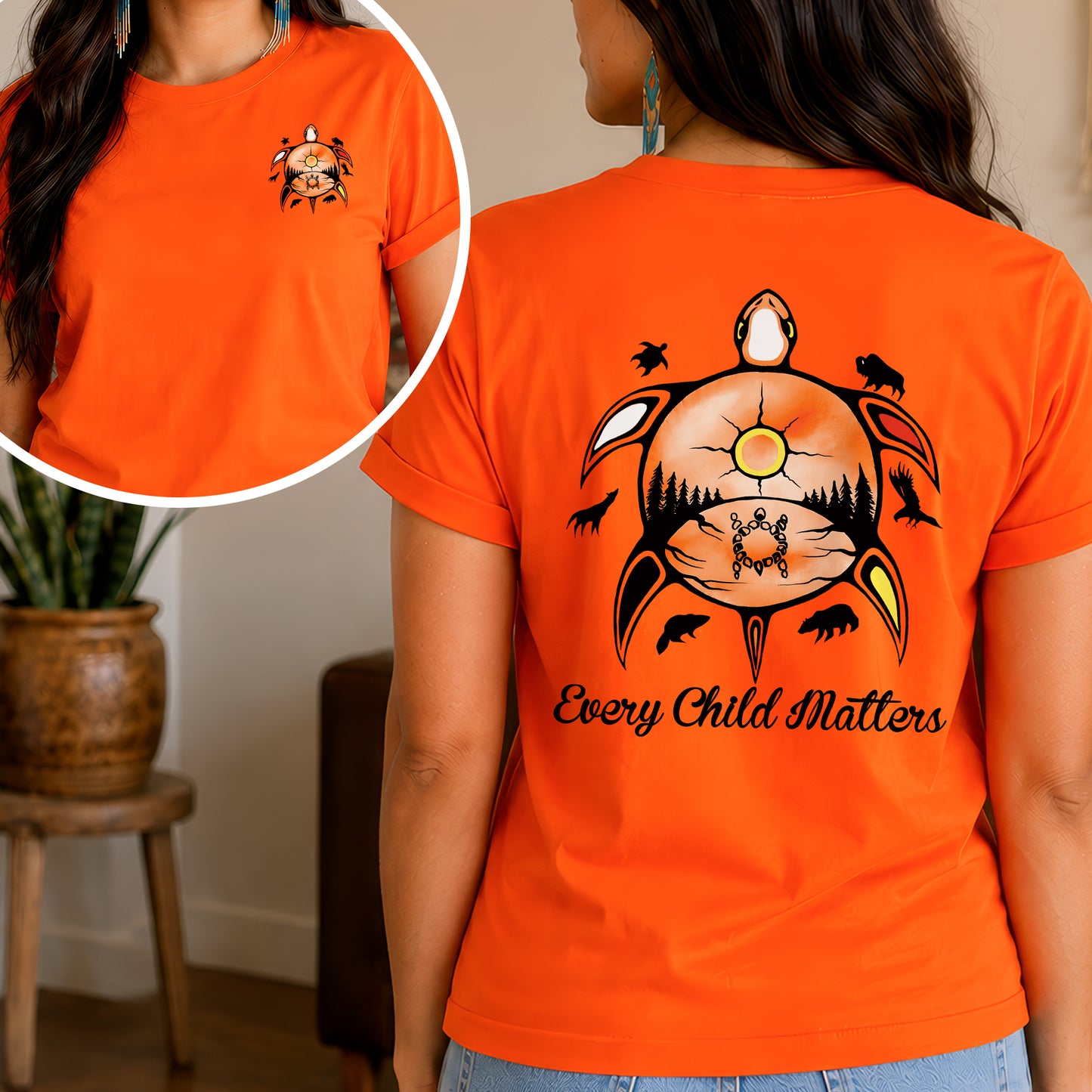 Every Child Matters Turtle For Orange Shirt Day - Two sides - Unisex T-shirt/V-neck T-shirt/Hoodie/Sweatshirt