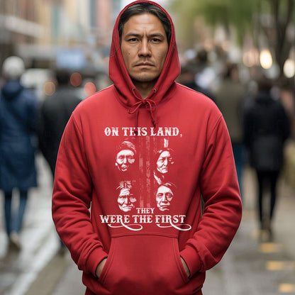 "On This Land, They Were the First" Native American Chiefs - Indigenous Heritage Unisex T-Shirt/T-Shirt V-Neck/Hoodie/Sweatshirt