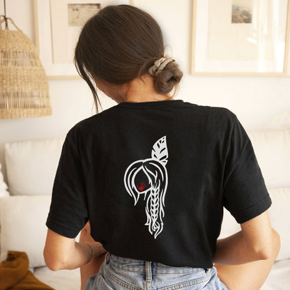 Braided Hair Red Handprint Indigenous Woman - Two Sides - MMIW Unisex T-Shirt/Hoodie/V-Neck/Sweatshirt
