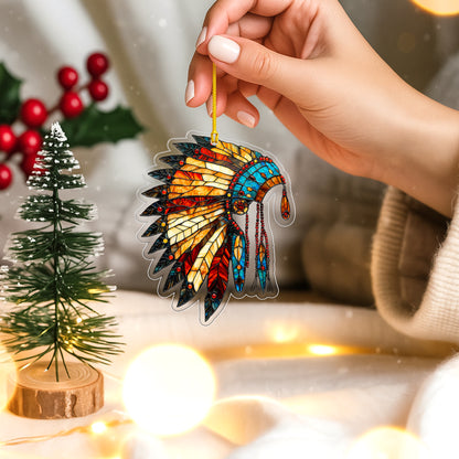 Stained Glass Feather Acrylic Ornament - Christmas Tree Decor