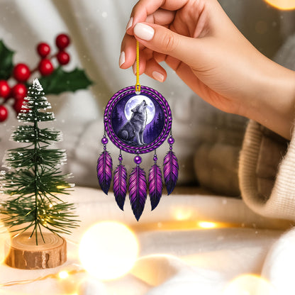 Howling Wolf - Purple Dreamcatcher Moon - Unique Christmas Gift Decor Flat Acrylic