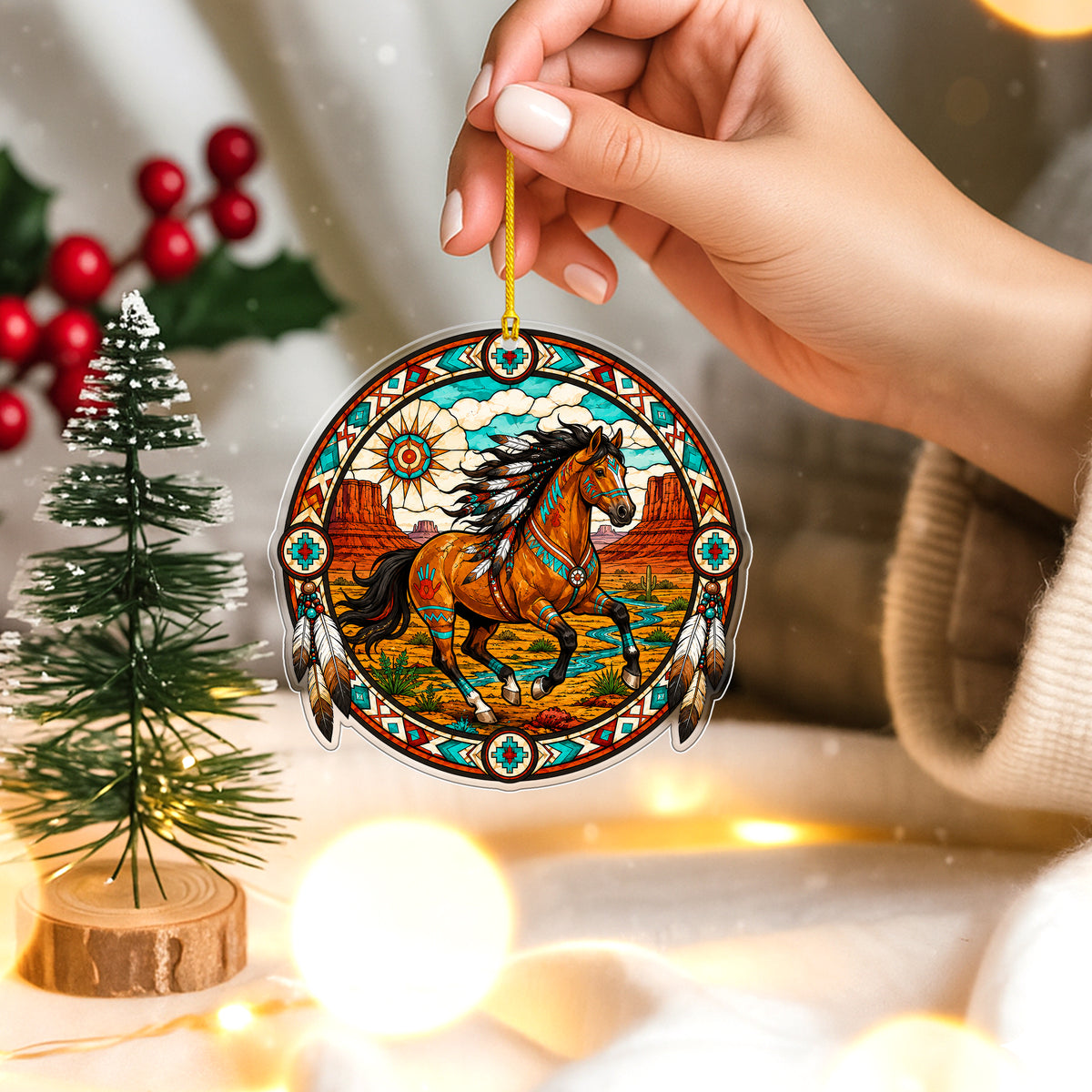 Stained Glass Horse Acrylic Ornament - Western Holiday Tree Decor