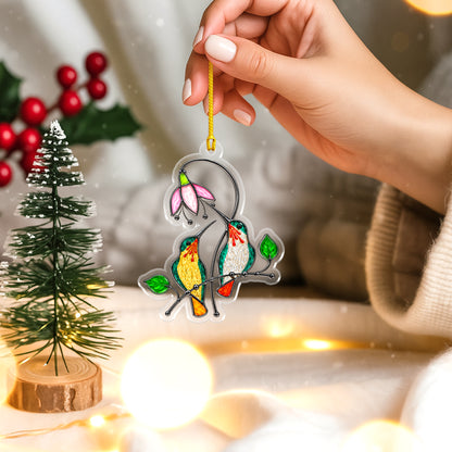 Hummingbird Acrylic Ornament, Stained Glass Christmas Decor