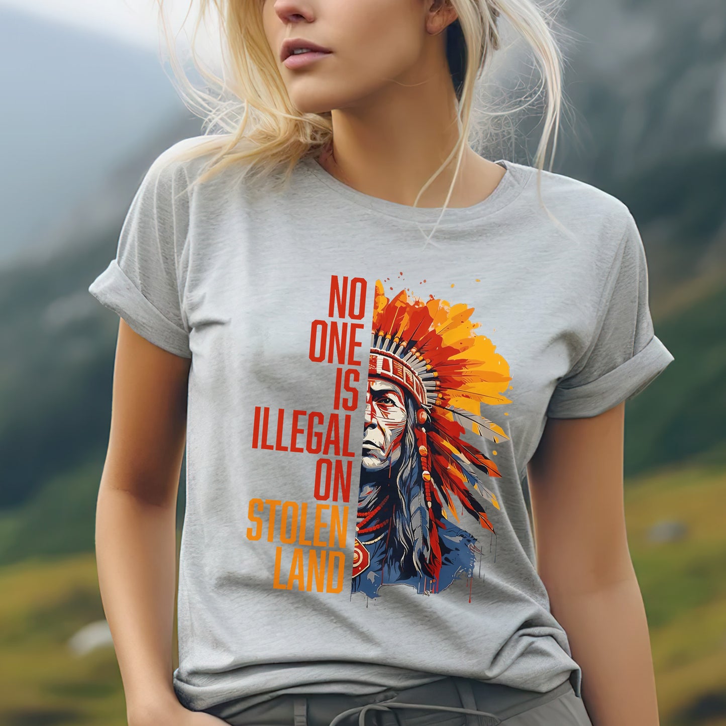 NO ONE IS ILLEGAL ON STOLEN LAND Unisex T-Shirt/T-Shirt V-Neck/Hoodie/Sweatshirt