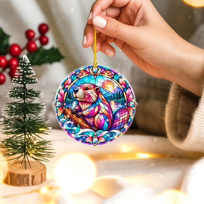 Beaver Acrylic Ornament Stained Glass Style Holiday Gift