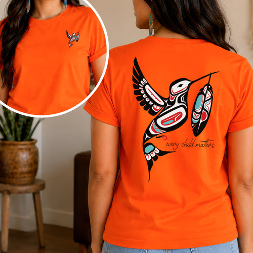 Every Child Matters Hummingbird With Feather Design - Two sides - Unisex T-shirt/V-neck T-shirt/Hoodie/Sweatshirt