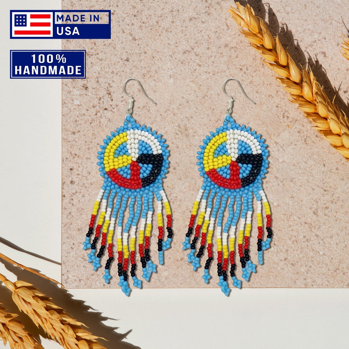 Turquoise Blue Fringe Earrings Beaded Handmade Earrings For Women