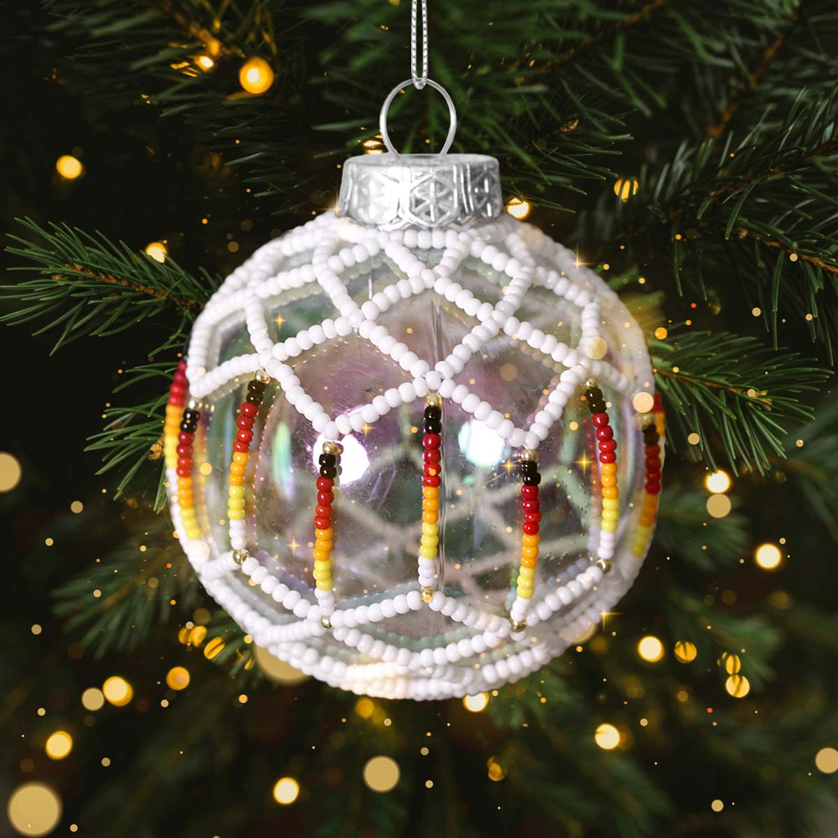 Red Beaded Handmade Ornament - Holiday Decor & Gifts