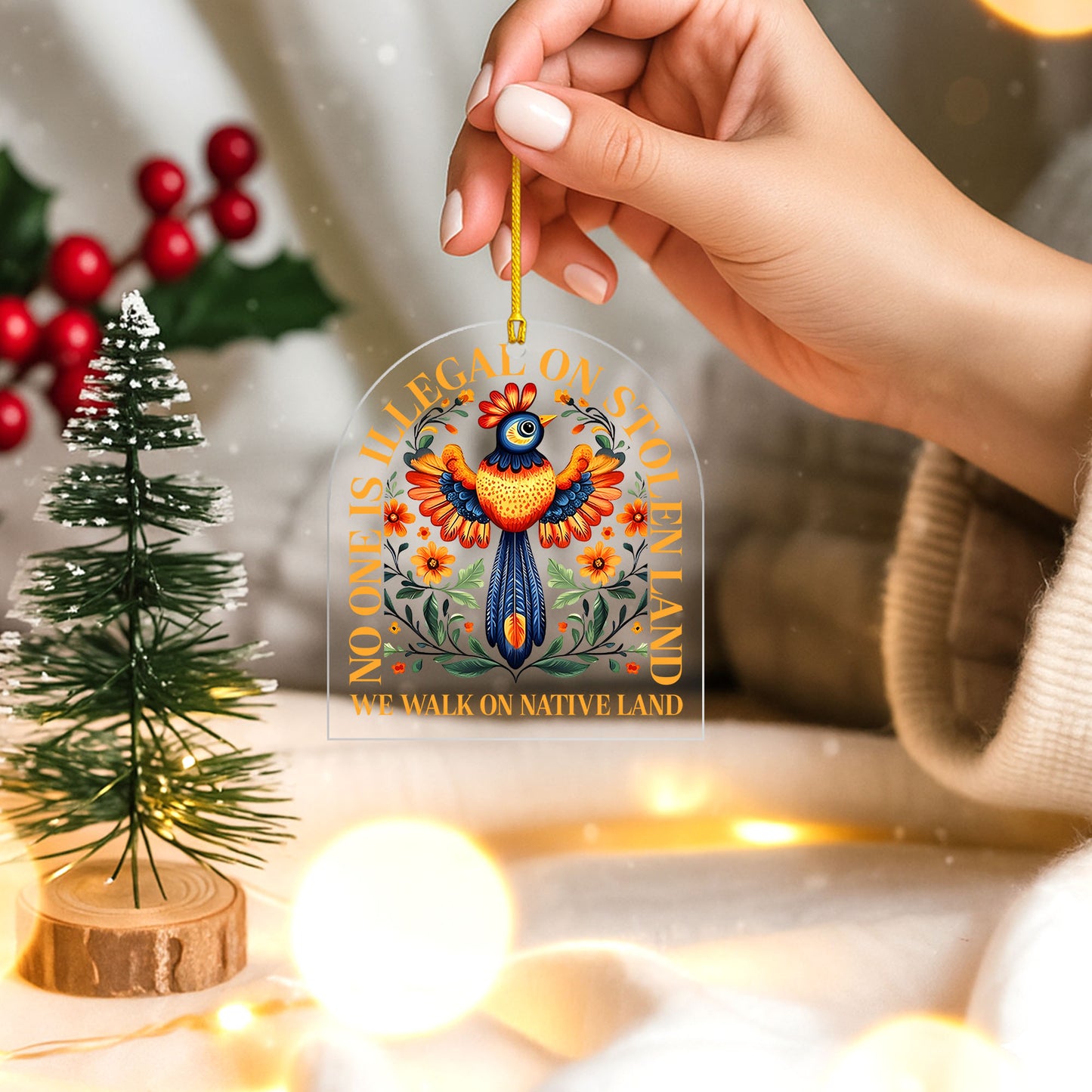 No One Is Illegal On Stolen Land - Native Land Bird Decor Flat Acrylic