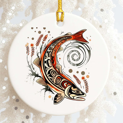 Native Fish Ceramic Ornament - Handcrafted Indigenous Art - Unique Holiday Decor