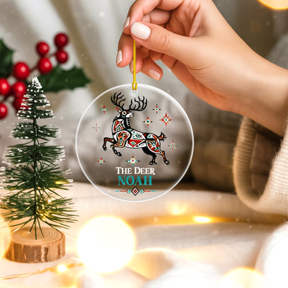 Personalized Deer Acrylic Ornament, Indigenous Inspired Animal Art, Custom Name Gift