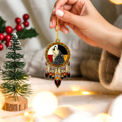 Medicine Wheel Wolf - Native American Feather - Unique Christmas Gift Flat Acrylic