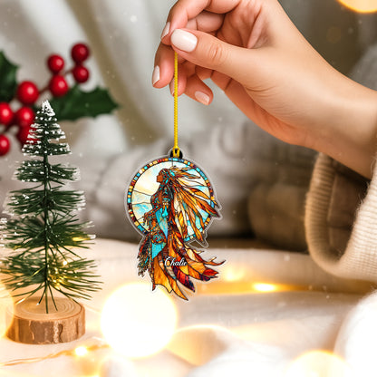 Personalized Native Woman Acrylic Ornament with Custom Name