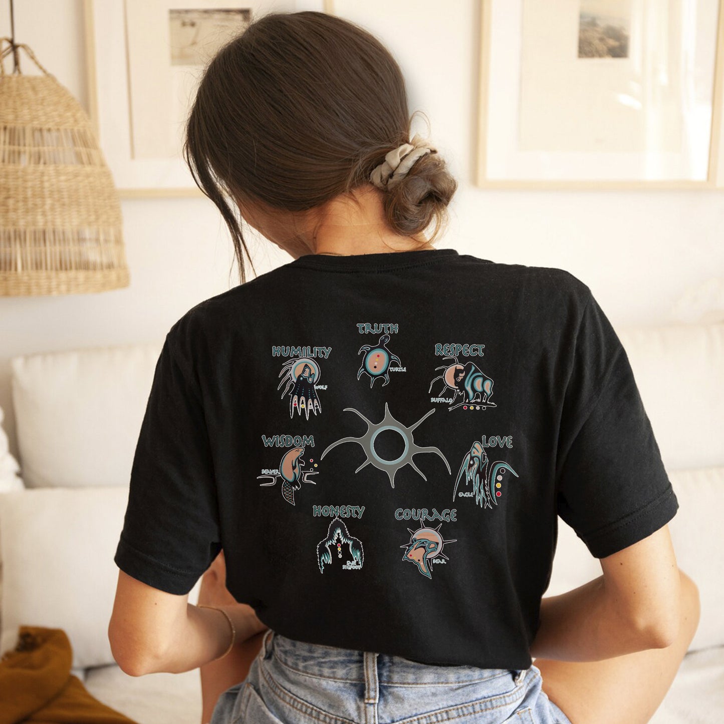 The Seven Sacred Laws Native American Indigenous Culture Unisex - Two sides - T-Shirt/T-Shirt V-Neck/Hoodie/Sweatshirt