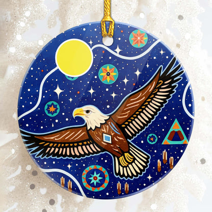 Tribal Eagle Ceramic Ornament Spiritual Wildlife Design for Holiday Decor