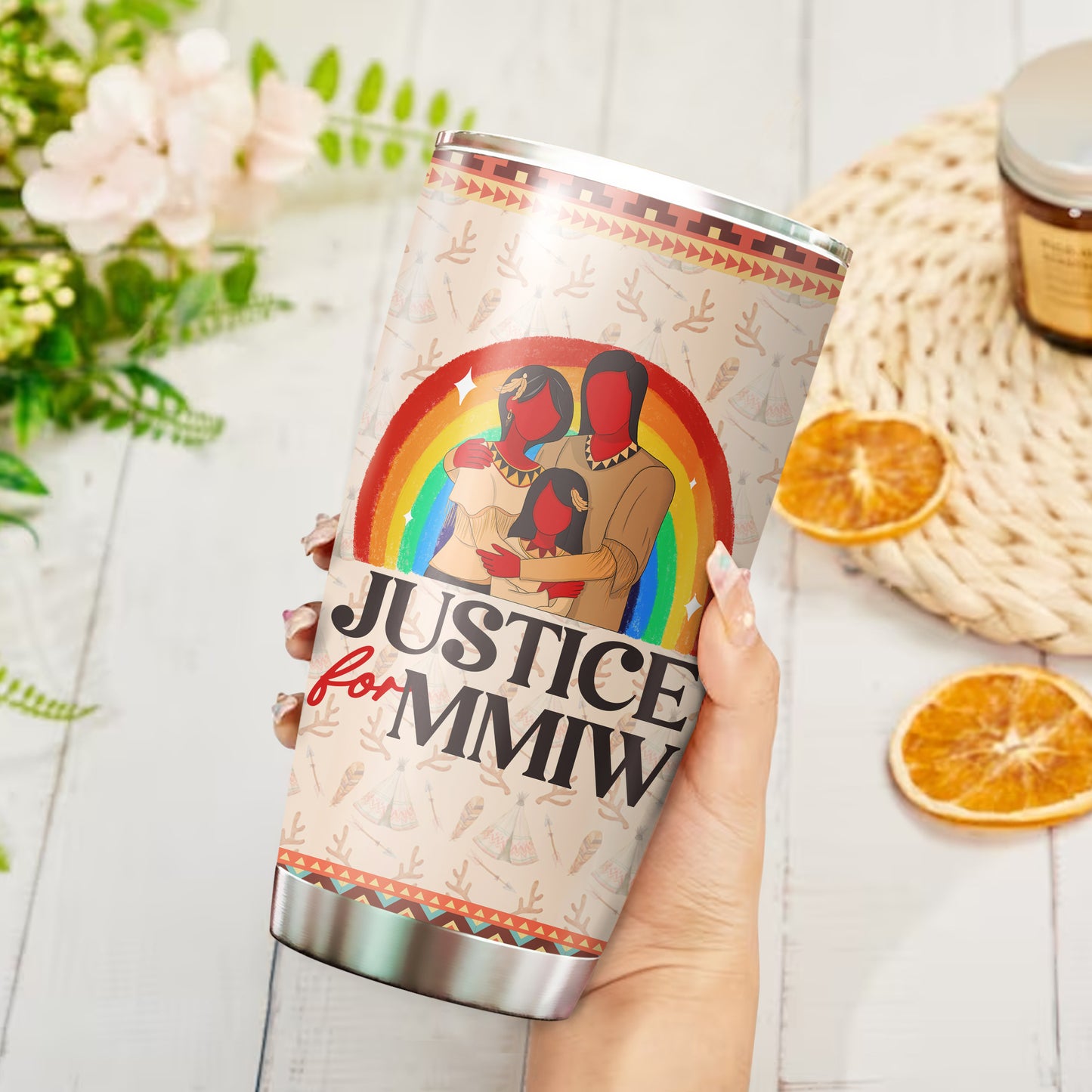 Justice For MMIW -  Native American Stainless Steel Tumbler 009