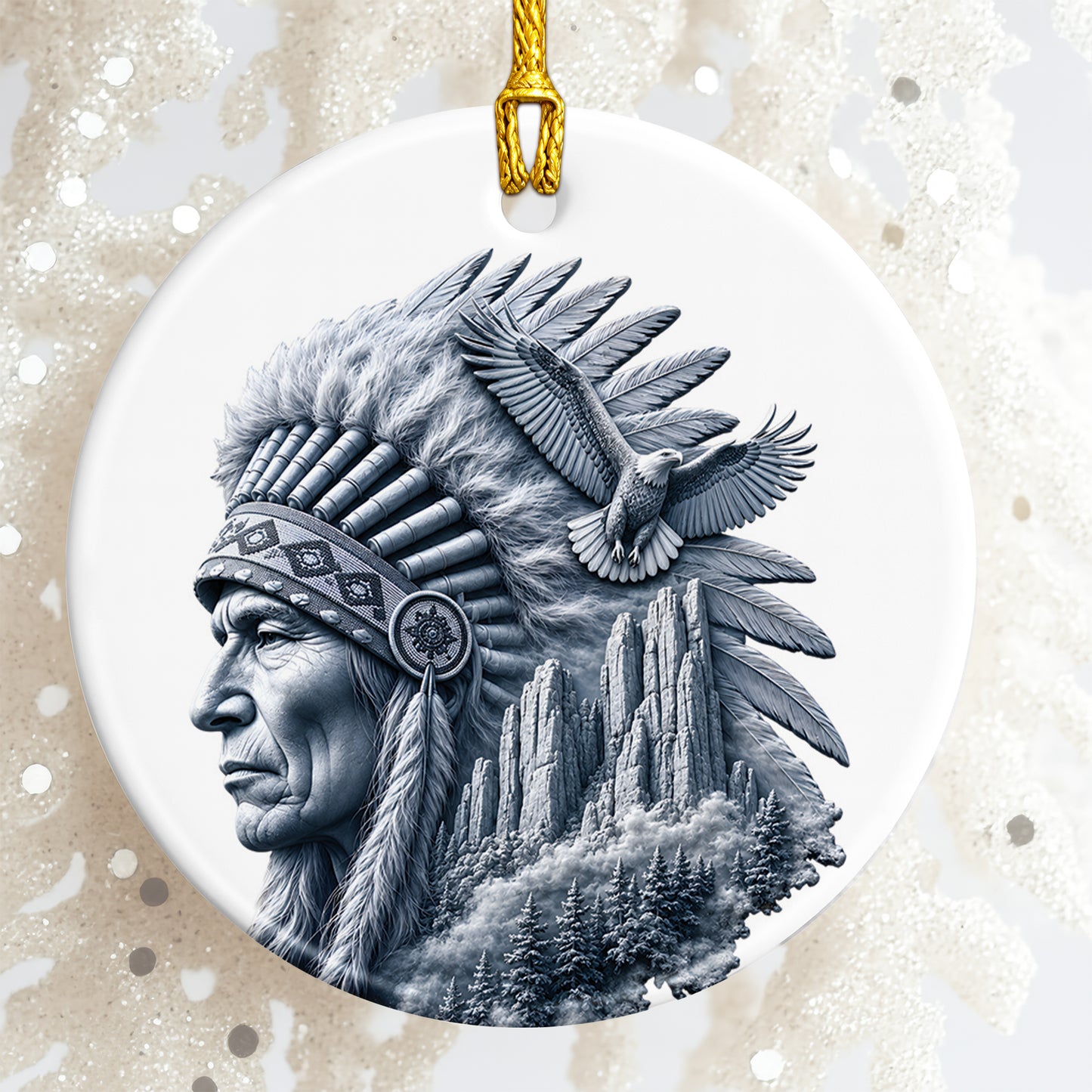 Keeper of the Mountain Eagle Native Christmas Ornament – Indigenous Heritage-Inspired Holiday Decor