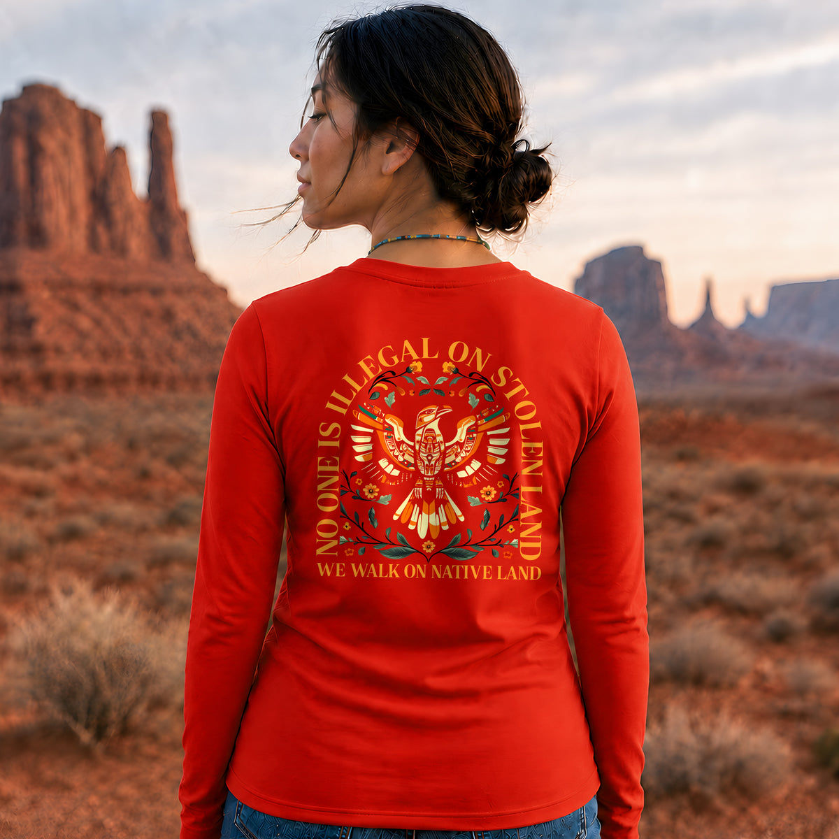 No One Is Illegal On Stolen Land - Two Sides Unisex Long Sleeve