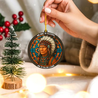 No One Is Illegal on Stolen Land - Native American Chief Christmas Decoration Flat Acrylic