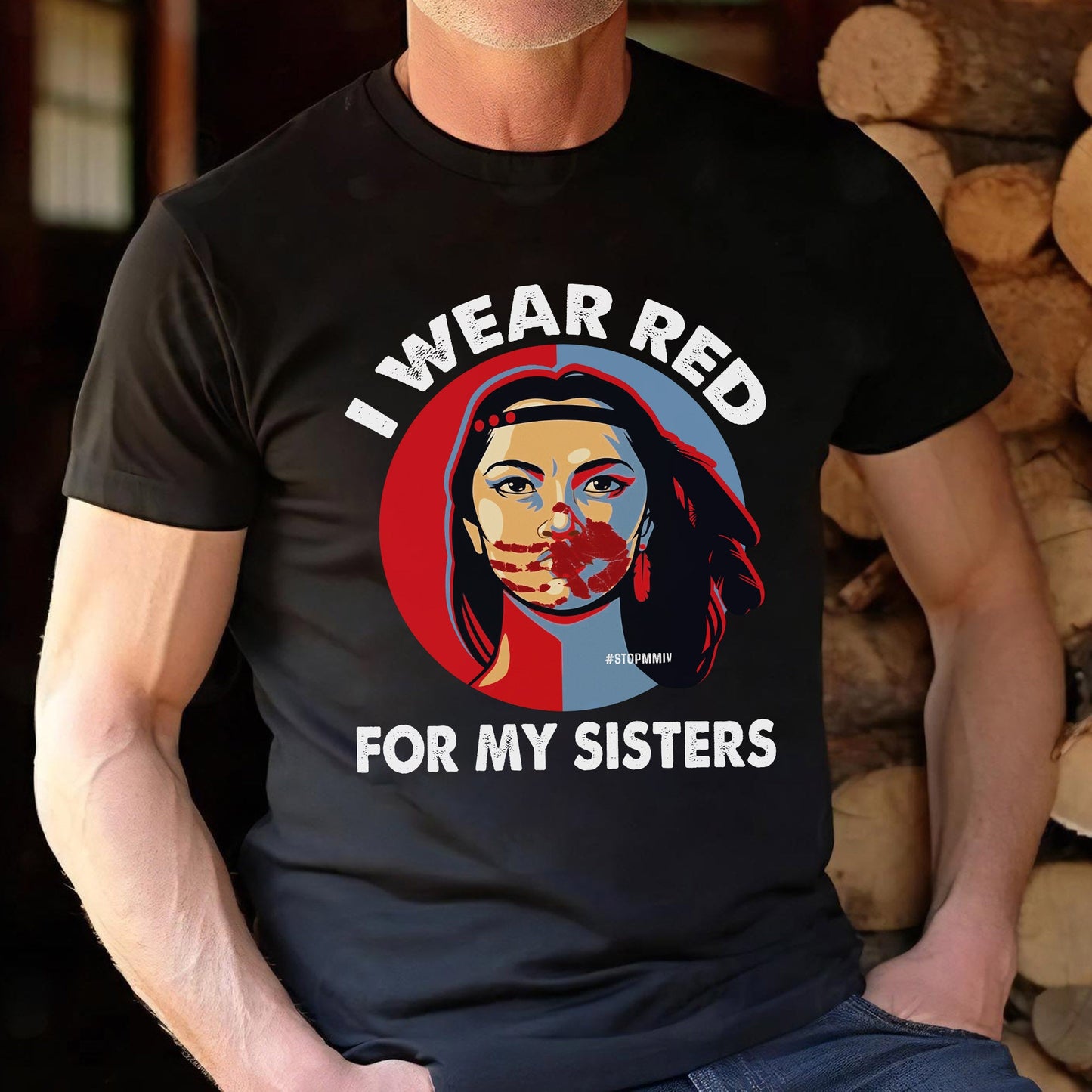 MMIW I Wear Red For My Sisters Red Hand Indigenous Women Unisex T-shirt/T-shirt V-Neck/Hoodie/Sweatshirt