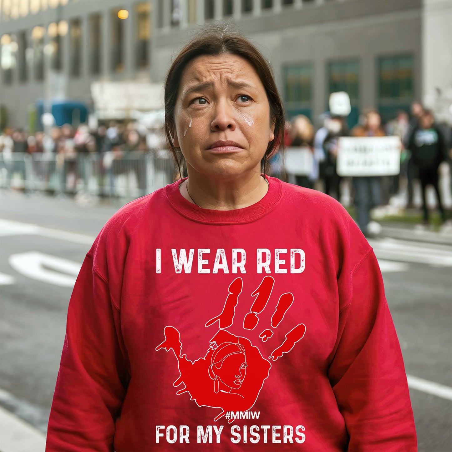 MMIW I Wear Red for My Sisters Red Hand Unisex T-shirt/T-shirt V-Neck/Hoodie/Sweatshirt