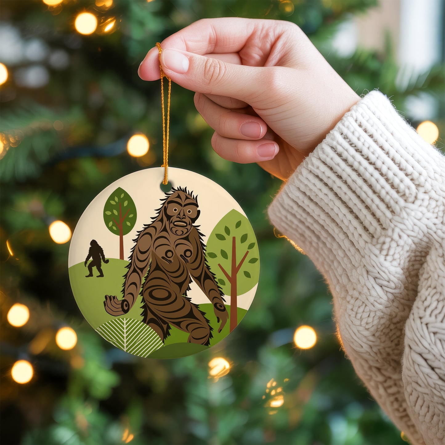 Bigfoot Ceramic Ornament – Sasquatch Forest Christmas Tree Decoration