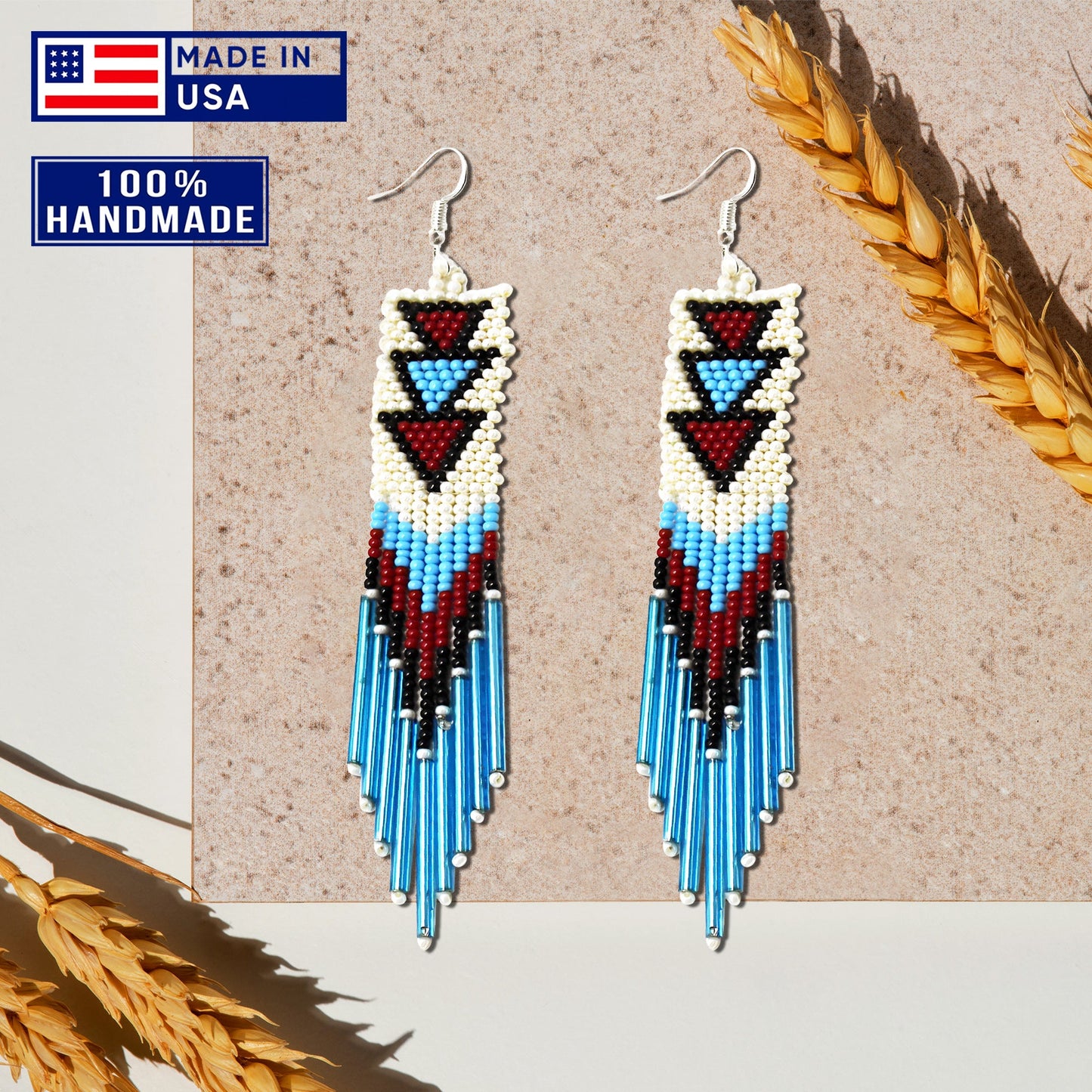 Long Beaded Handmade Hook Earrings For Women