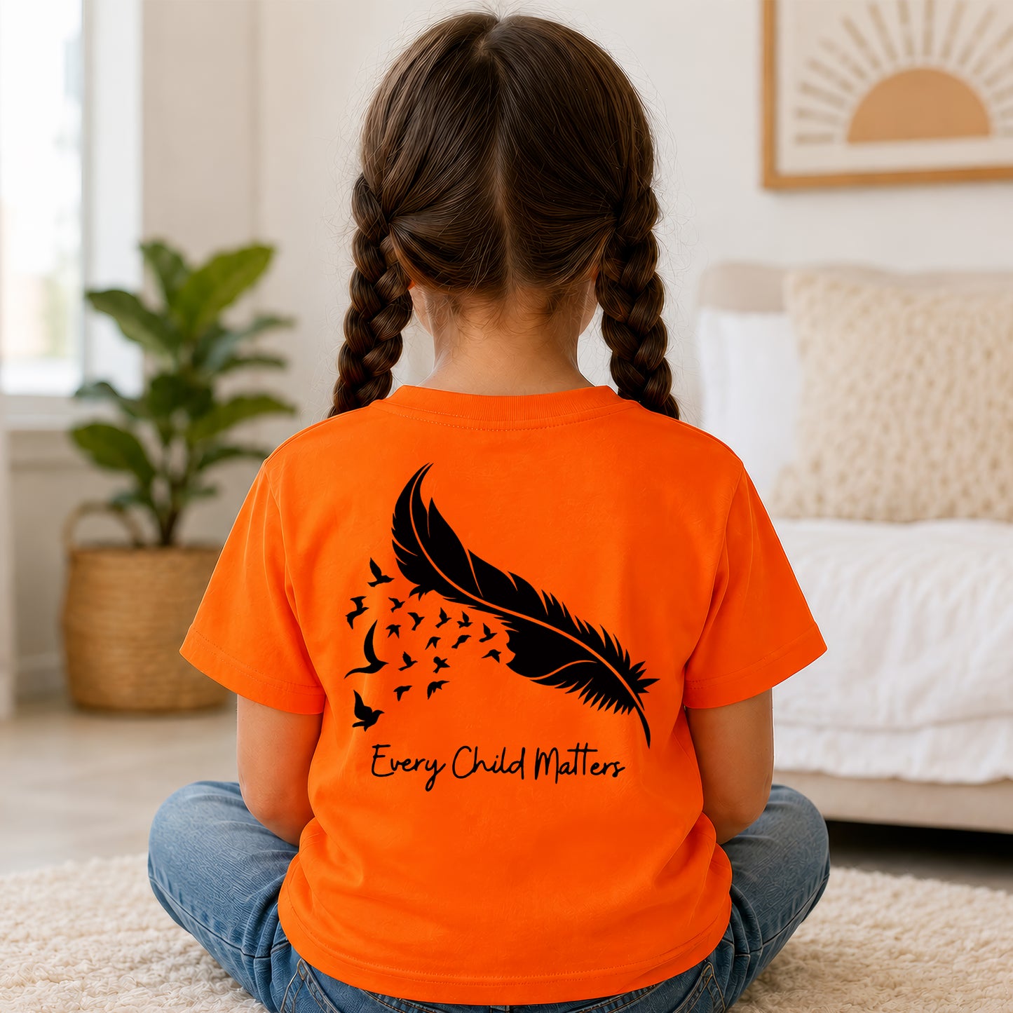 Every Child Matters Feather Flying Birds Design For Orange Shirt Day - Two sides - Unisex T-shirt/V-neck T-shirt/Hoodie/Sweatshirt