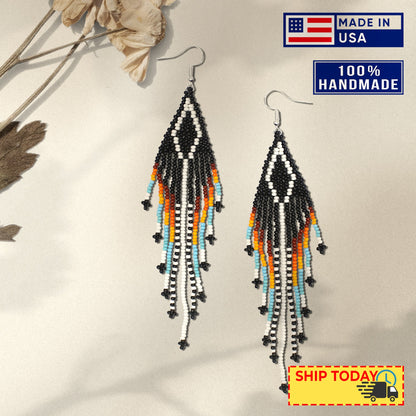 Sun Multi-Color Hook Beaded Handmade Earrings For Women