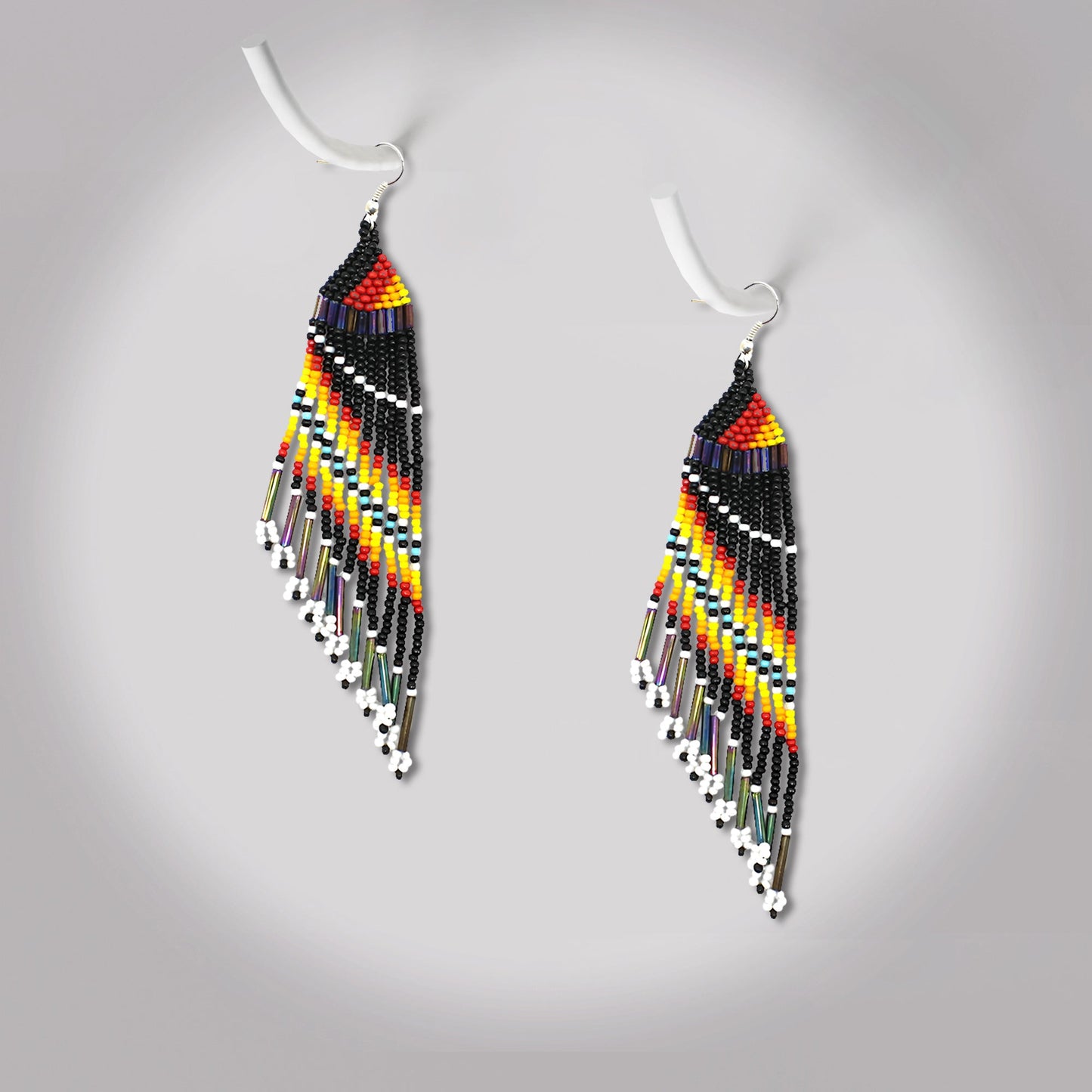 Black Multicolored Beaded Handmade Earrings For Women