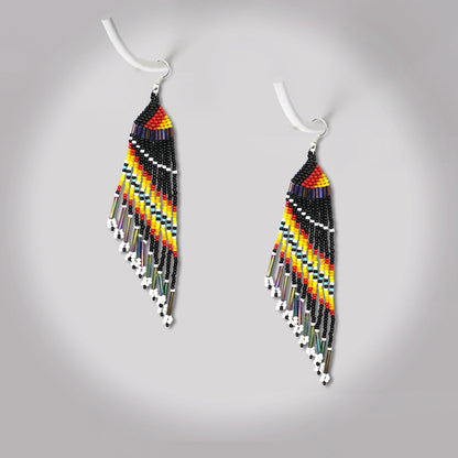 Black Multicolored Beaded Handmade Earrings For Women