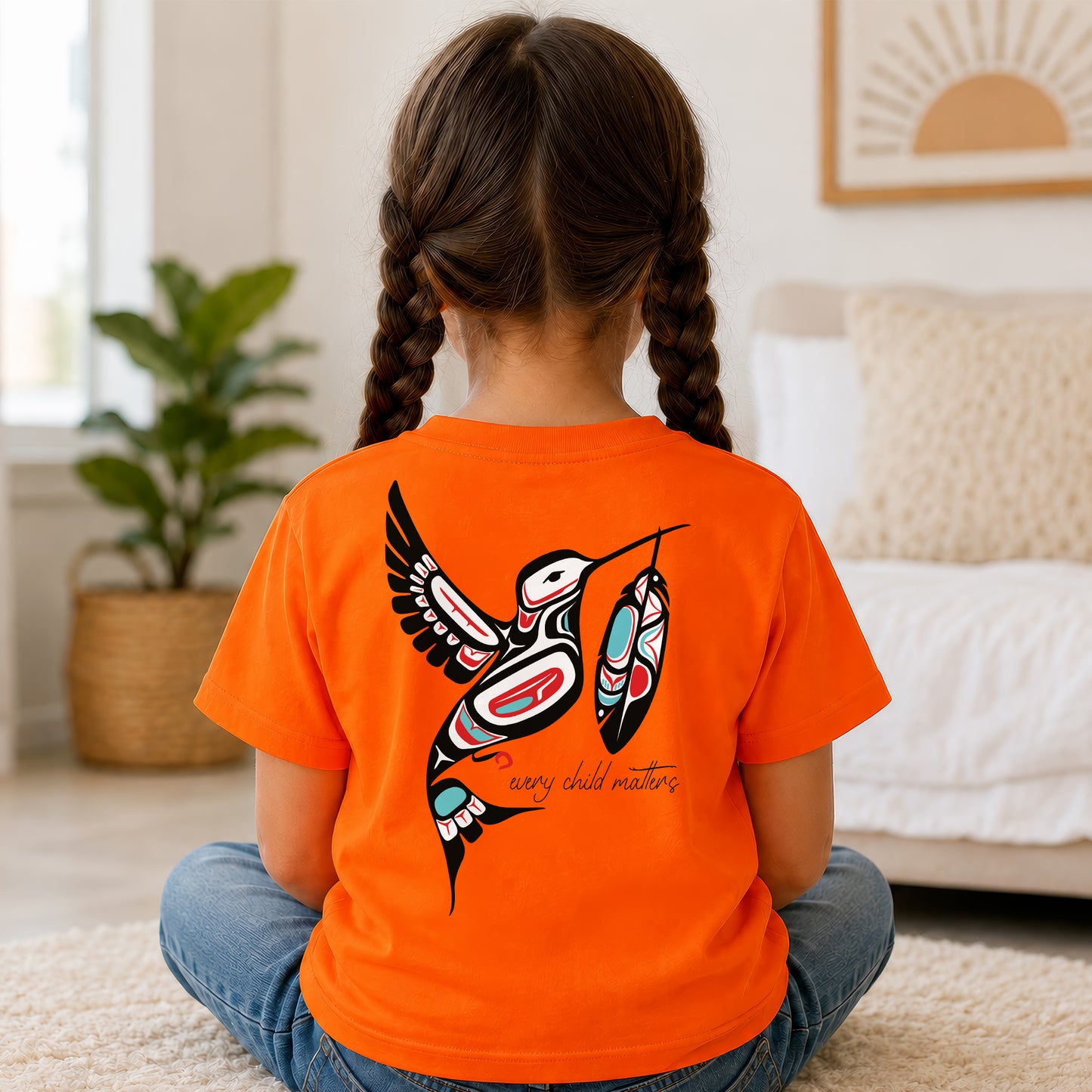Every Child Matters Hummingbird With Feather Design - Two sides - Unisex T-shirt/V-neck T-shirt/Hoodie/Sweatshirt