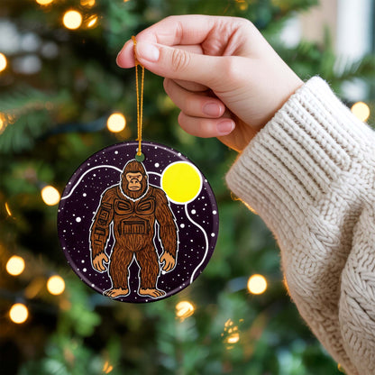 Tribal Bigfoot Ceramic Ornament - Indigenous Inspired for Holiday Decor