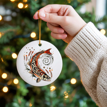 Native Fish Ceramic Ornament - Handcrafted Indigenous Art - Unique Holiday Decor
