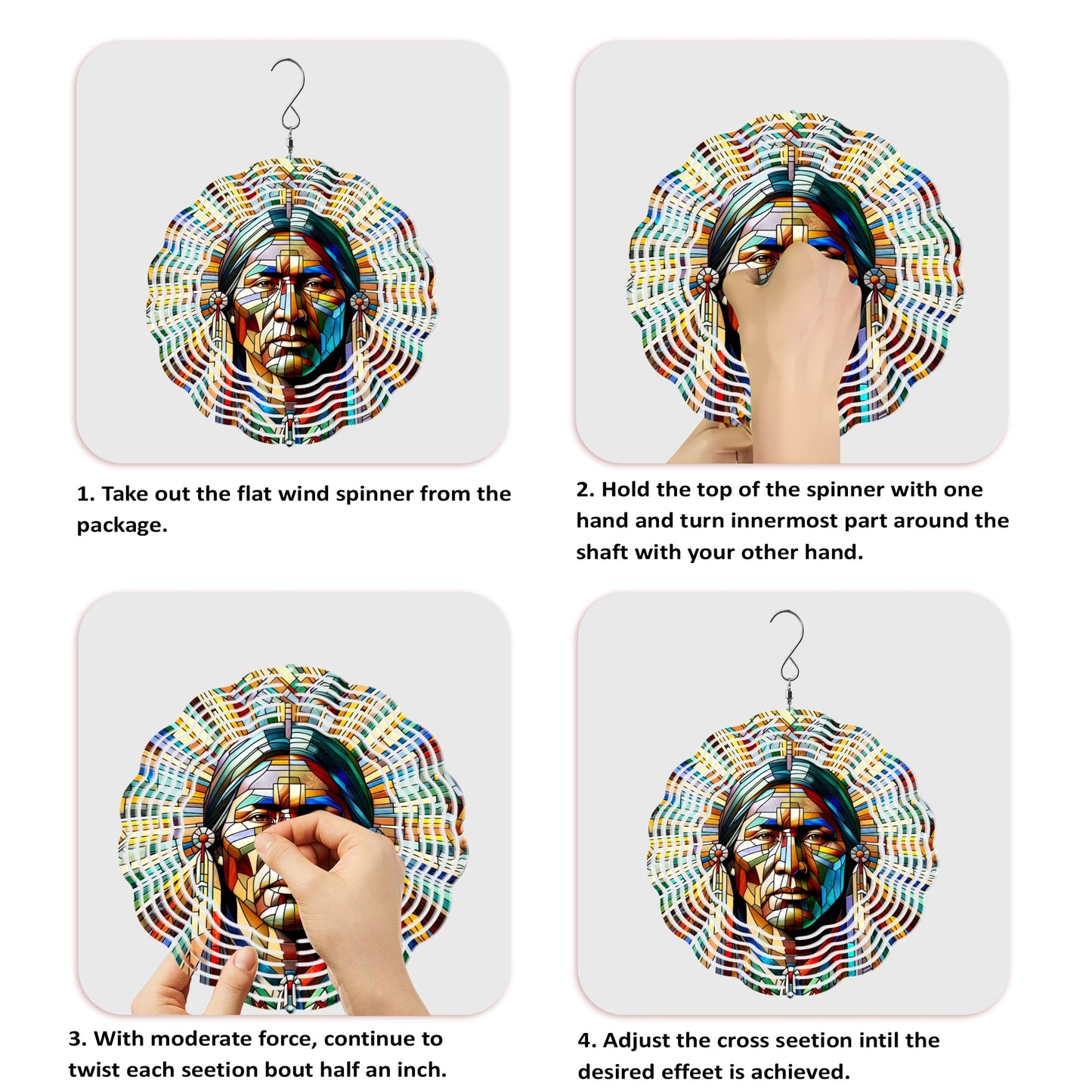 Colorful Native American Geronimo Chief Wind Spinner 014