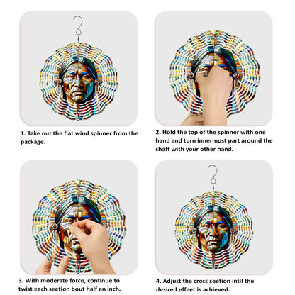 Colorful Native American Geronimo Chief Wind Spinner 014