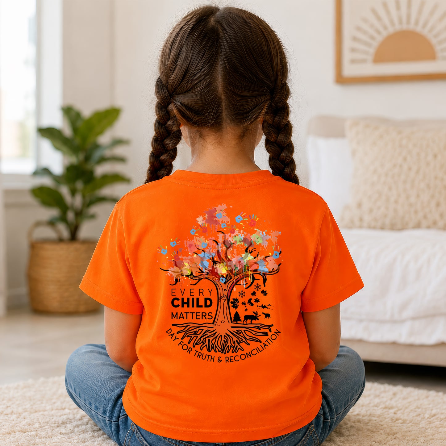 Every Child Matters Handprint Tree For Orange Shirt Day - Two sides - Unisex T-shirt/V-neck T-shirt/Hoodie/Sweatshirt