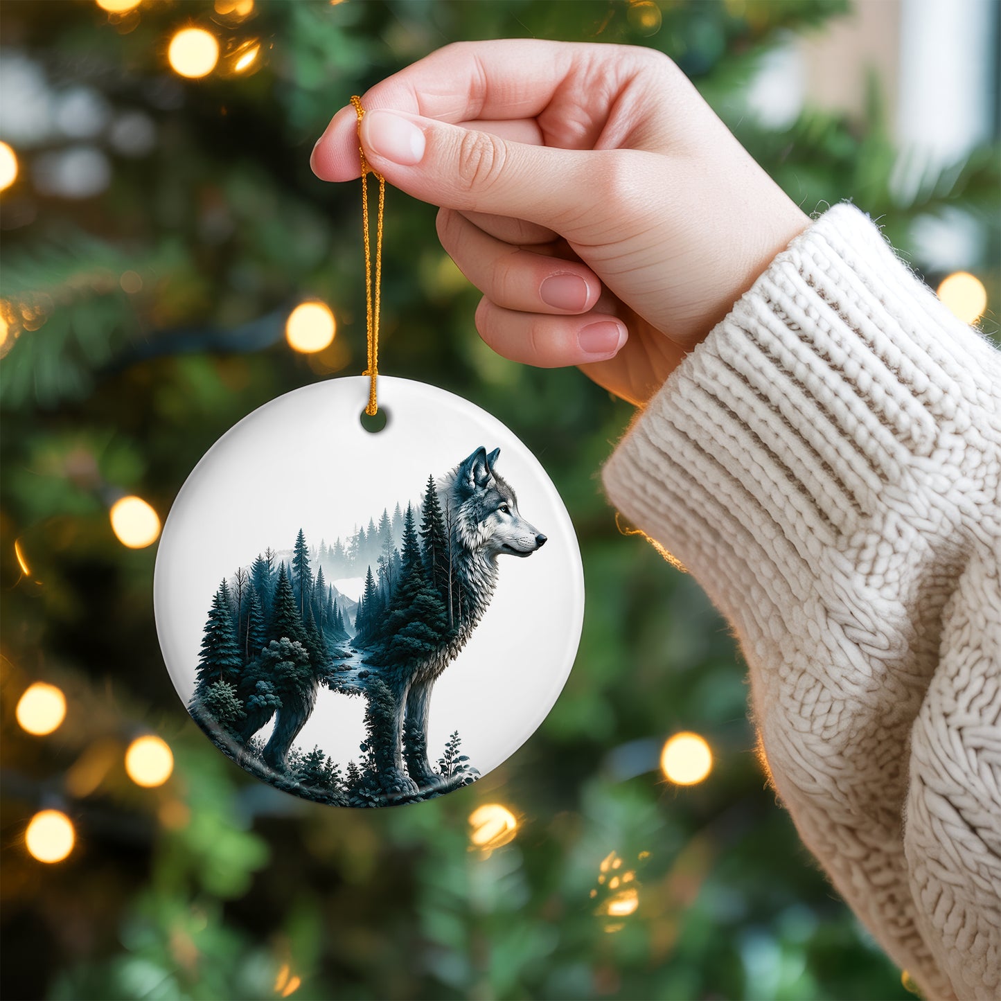 Native Wolf Spirit Christmas Ornament – Forest Wilderness Decor