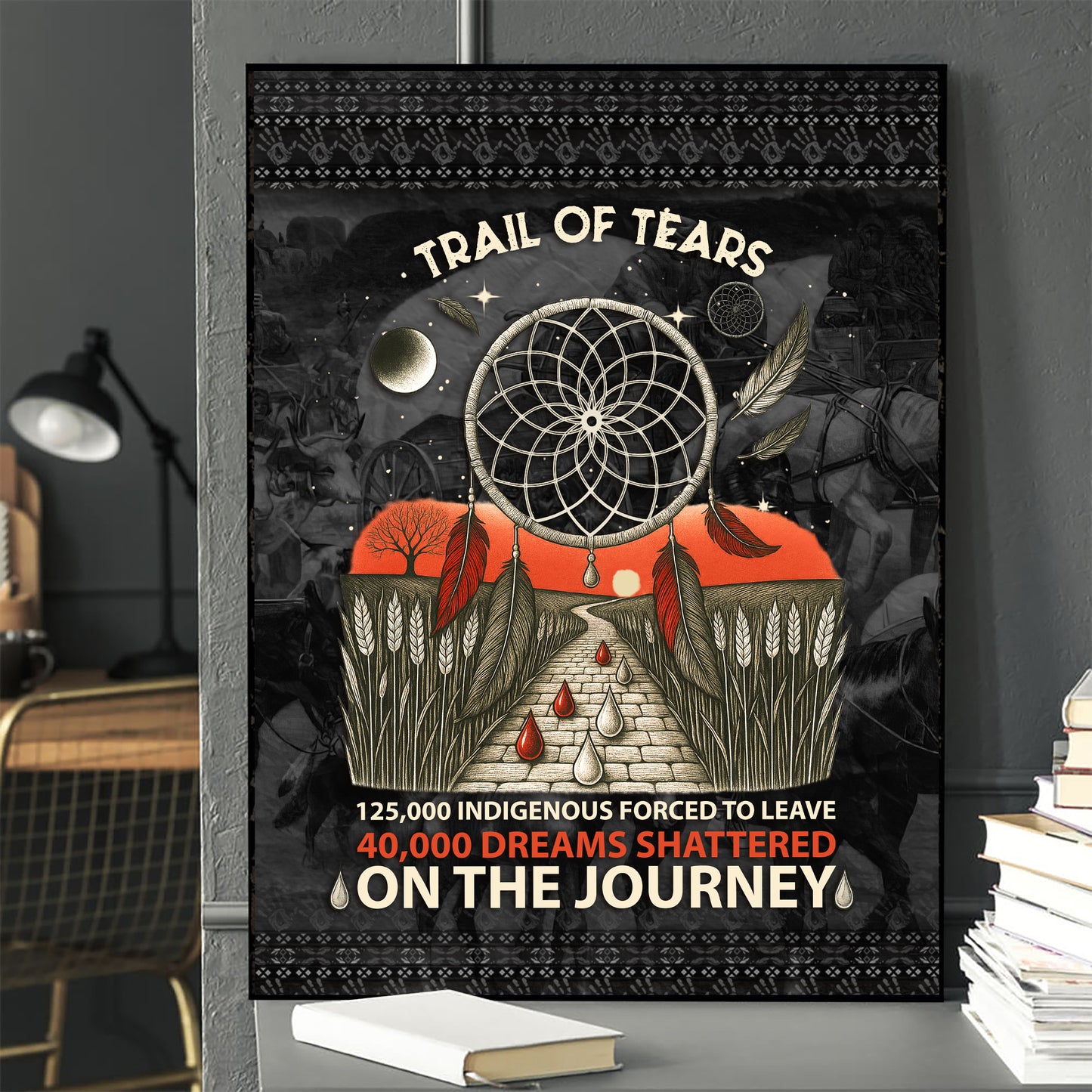 Trail Of Tears - 125000 Indigenous Forced To Leave 40000 Dreams Shattere Poster/Canvas